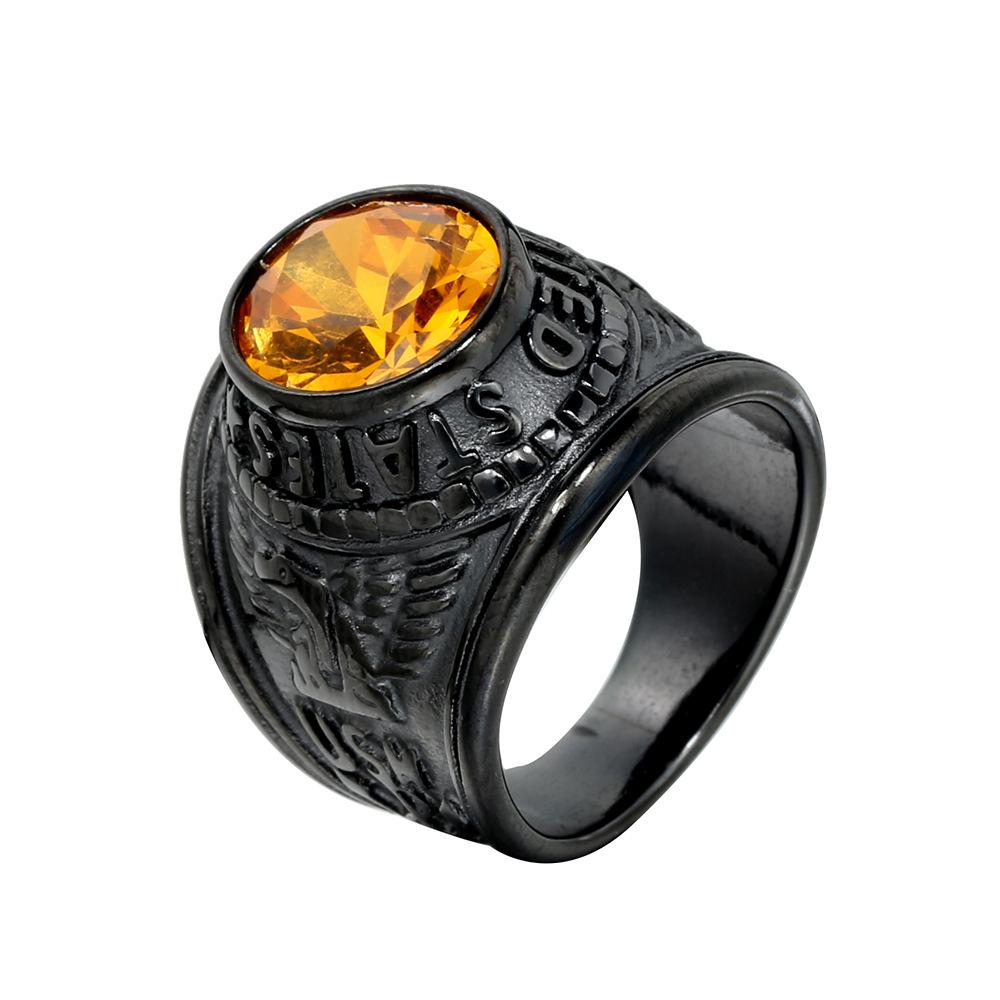Militärischer Titanstahlring für Herren Trendy Edelstein-Inlay Stilvoller Unisex-Schmuck Geschenk
