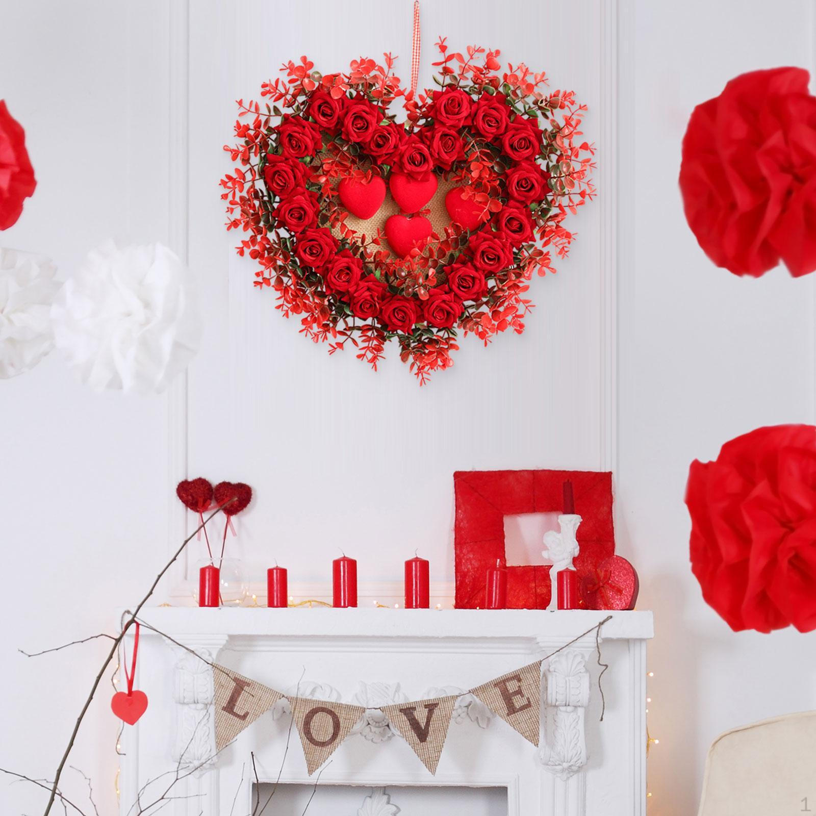 

Heart Wreath Artificial Rose Flowers Garland Multi Functional Valentine s Day Decoration Craft for