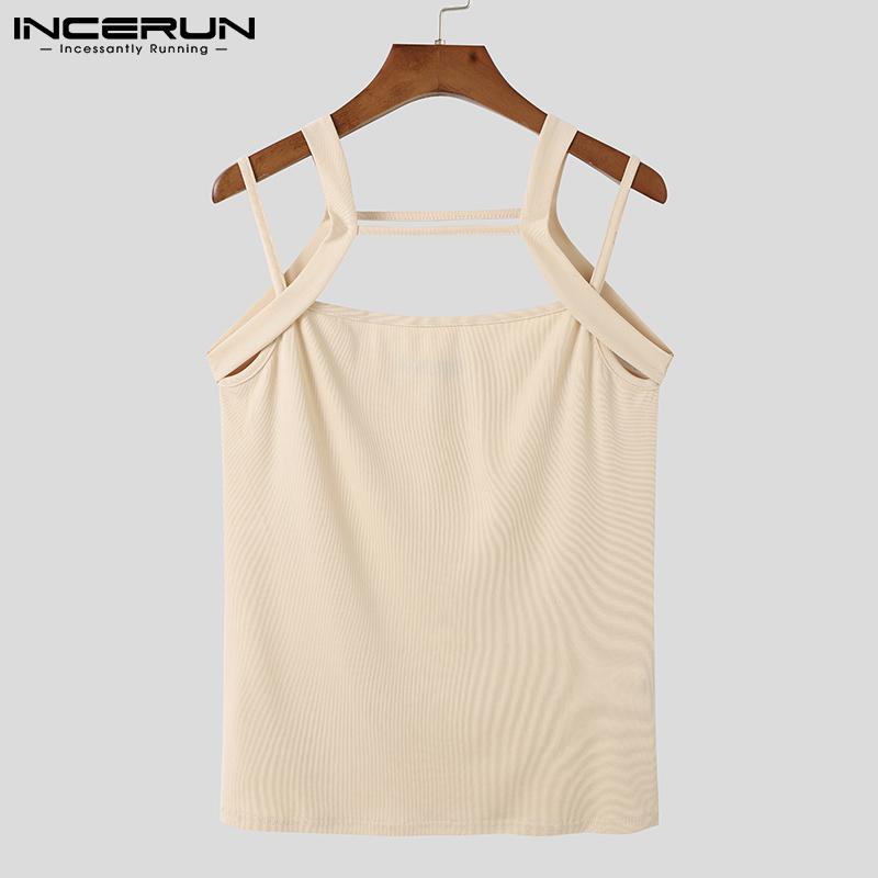 

INCERUN Мужская летняя клубная одежда с ремешком, топы, жилеты без рукавов, приталенный крой