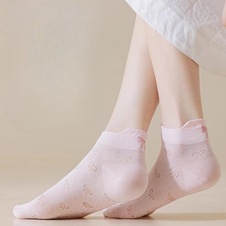 Women's Summer Fashion New Cotton Bow Mesh Ear Lifting Socks