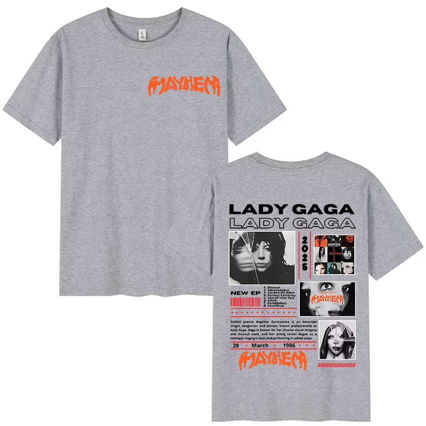 Lady Gaga Mayhem Tour Album 2025 Graphic T Shirts Unisex Women Vintage High Quality Clothing T-shirt Hip Hop Oversized Cotton Tees