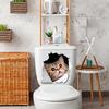 Cute Cat Toilet Stickers, Waterproof Removable Self-Adhesive Bathroom Home Decor