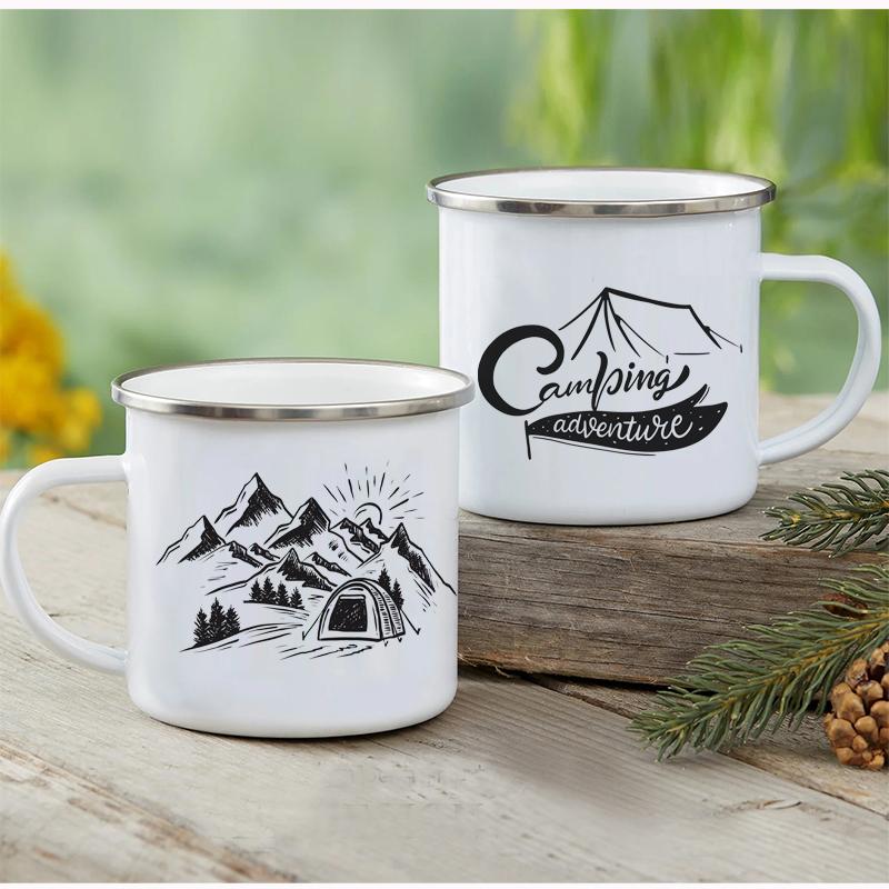Outdoor Enamel Water Cups, Camping Mug, Campfire Party, Beer Coffee Mugs, Mountain Handle Mug, Best Gifts for Camper Lovers