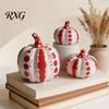 Room Decor Ceramic Pumpkin Sculpture, Modern Polka Dot Figurine, Farmhouse Kitchen Table Autumn Display Tabletop Decoration for Fall, Halloween,