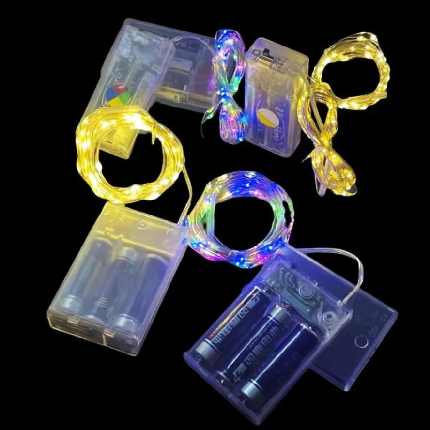 10PCS 10/20M Fairy Lights Měděná stříbrná drátěná krabička na baterie LED řetězová světla pro vánoční ložnici Party Svatební dekorace Dárky