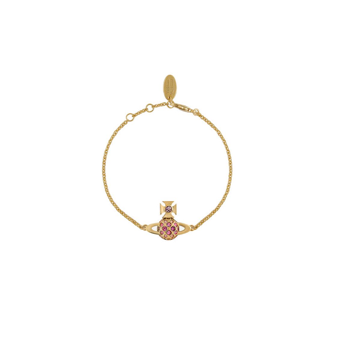 

Vivienne Westwood Embossed Tag Crystal Brass Bracelet Women bracelets Gold 6102022L-02R718-CN 17.5,Gold