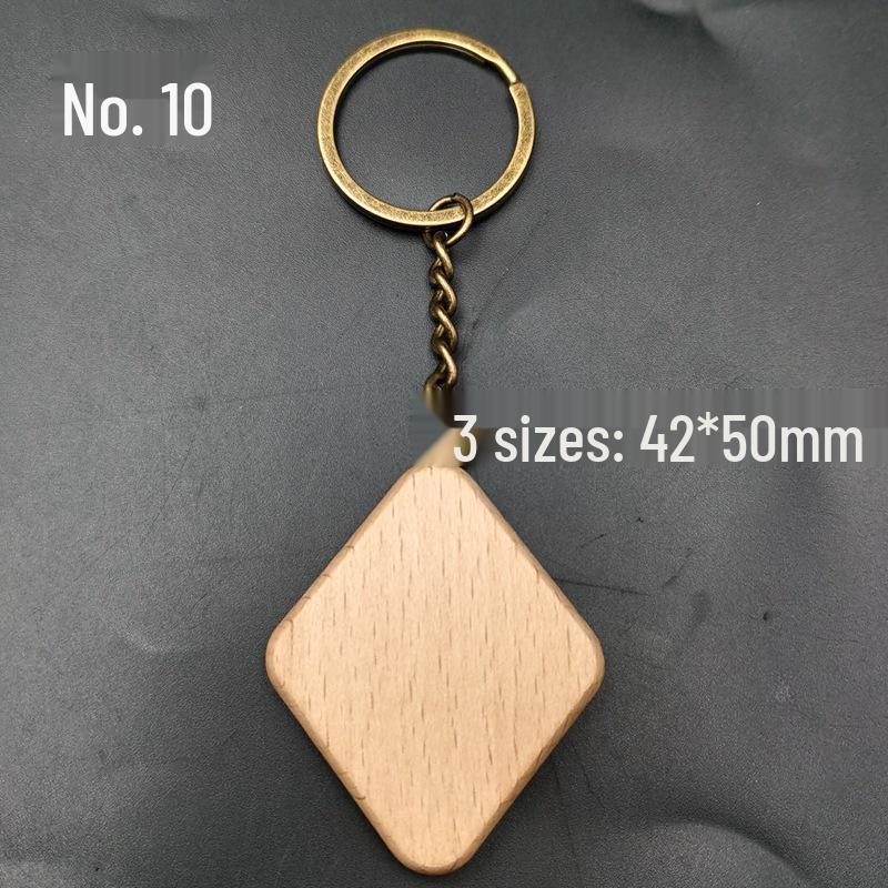 Square Beech Wood Keychain - Laser-Printed Wooden Pendant Gift