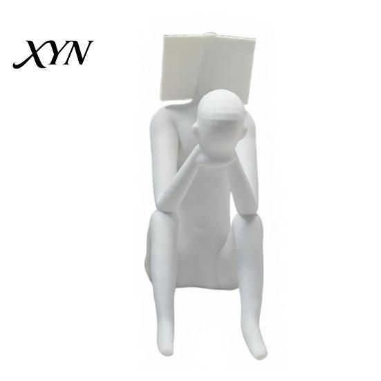 Nordic Style Decoration 3D Printed Reading Man Statue, Abstract Book Head Sculpture, Desktop Phone Stand Creative Desk Decor, Holder for Home