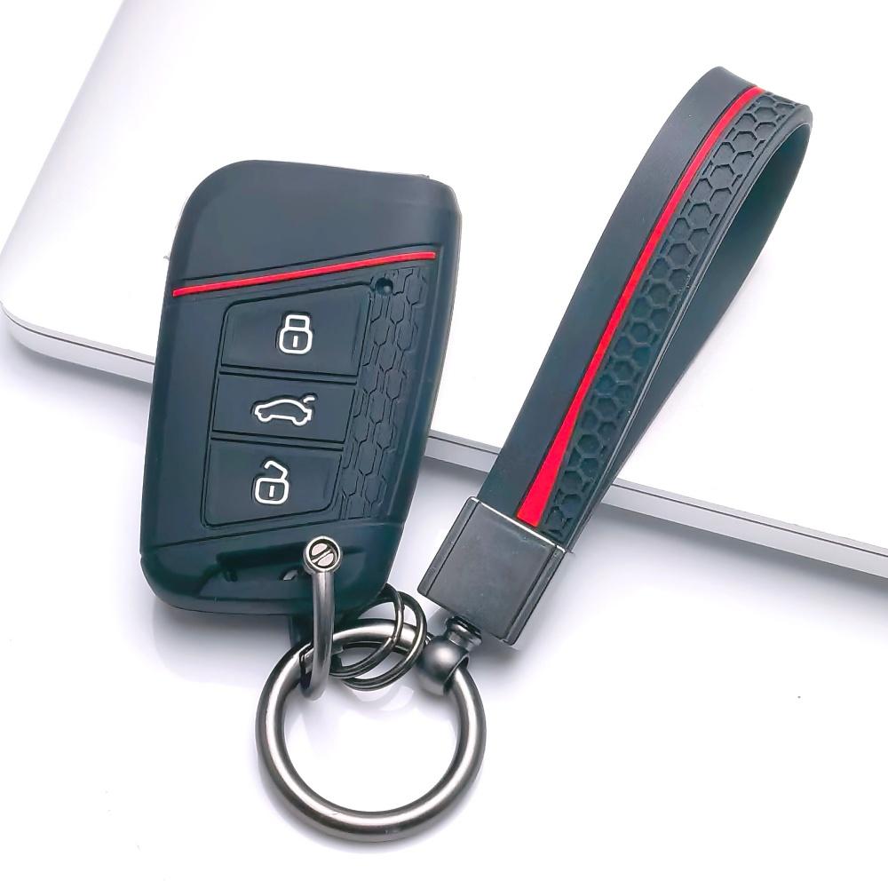 Key Fob Cover for Volkswagen Passat Golf Tiguan Octavia Magotan Arteon CC MK7 with Keychain Anti-Scratch Guard Shockproof Protection