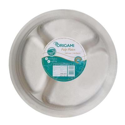 Origami Luxuria Pulp Partition Paper Plates/Disposable Party Plates - 26cm - Pack of 50 Plates