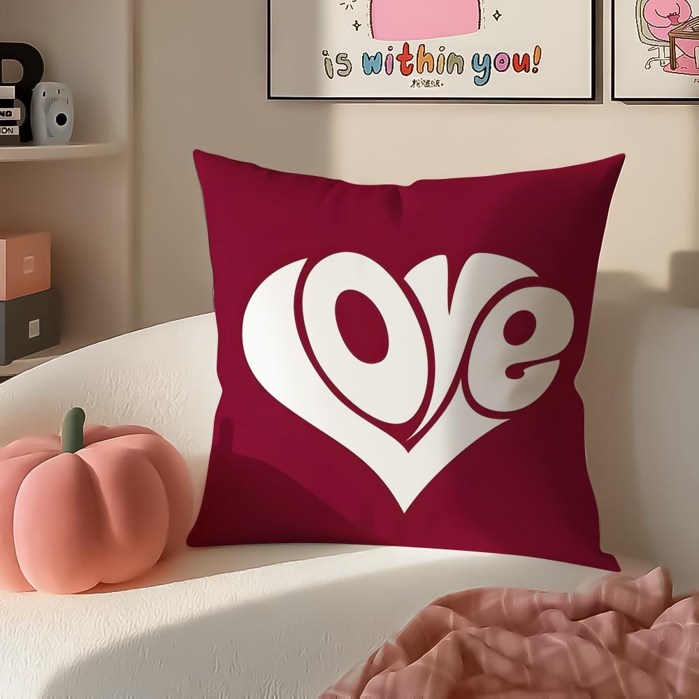 Sweet Romantic Cute Art Heart Shape Cushion Cover Pillowcase Short Plush Invisible Zipper Room Sofa Cushion Cover