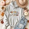 I Am An Autumn Girl Pumpkin Coffee Cake Pullover Hooded Sweatshirt Fall Cozy Leaves Lantern Daisy Print Thanksgiving Season Tops