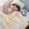 Double-Sided Tie-Dye Faux Rex Rabbit Fleece Throw Blanket