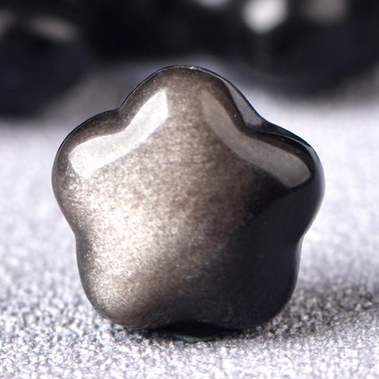 Silver Obsidian Star Charm Beads for DIY Crystal Jewelry Making Obsidian