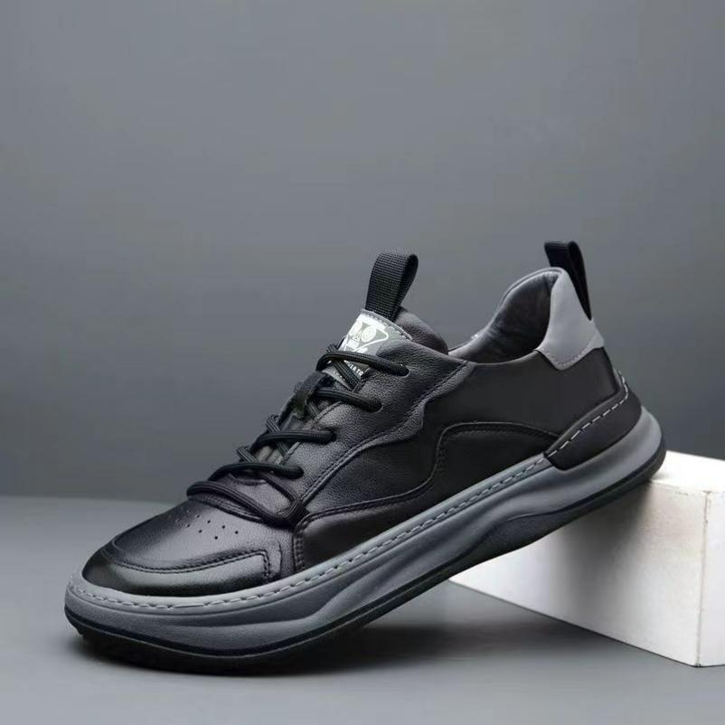

Large Size Men s Shoes Spring All-match Trend White Shoes Men s Breathable Deodorant Leather Shoes Men s Casual Sneakers EU46/CN47 чёрный