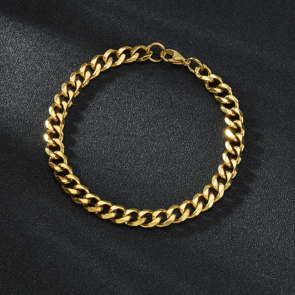 Europäisches Hip-Hop-Titan-Sechsseitiges Cuban-Link-Armband: Trendiger Retro Herrenschmuck aus Edelstahl