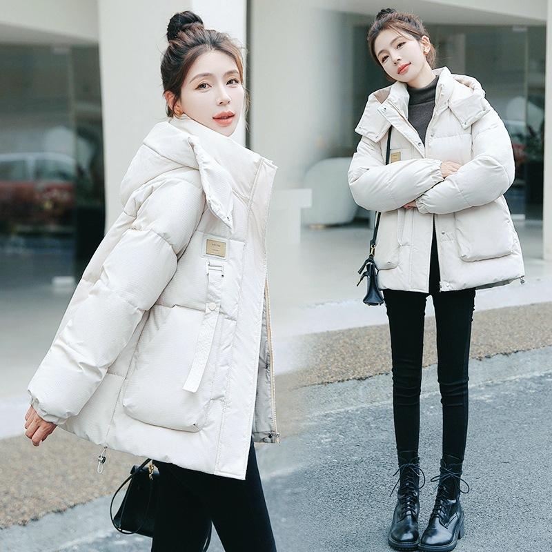 2025 new winter down cotton jacket women's short Korean loose hooded cotton jacket thickened versatile padded jacket jacket