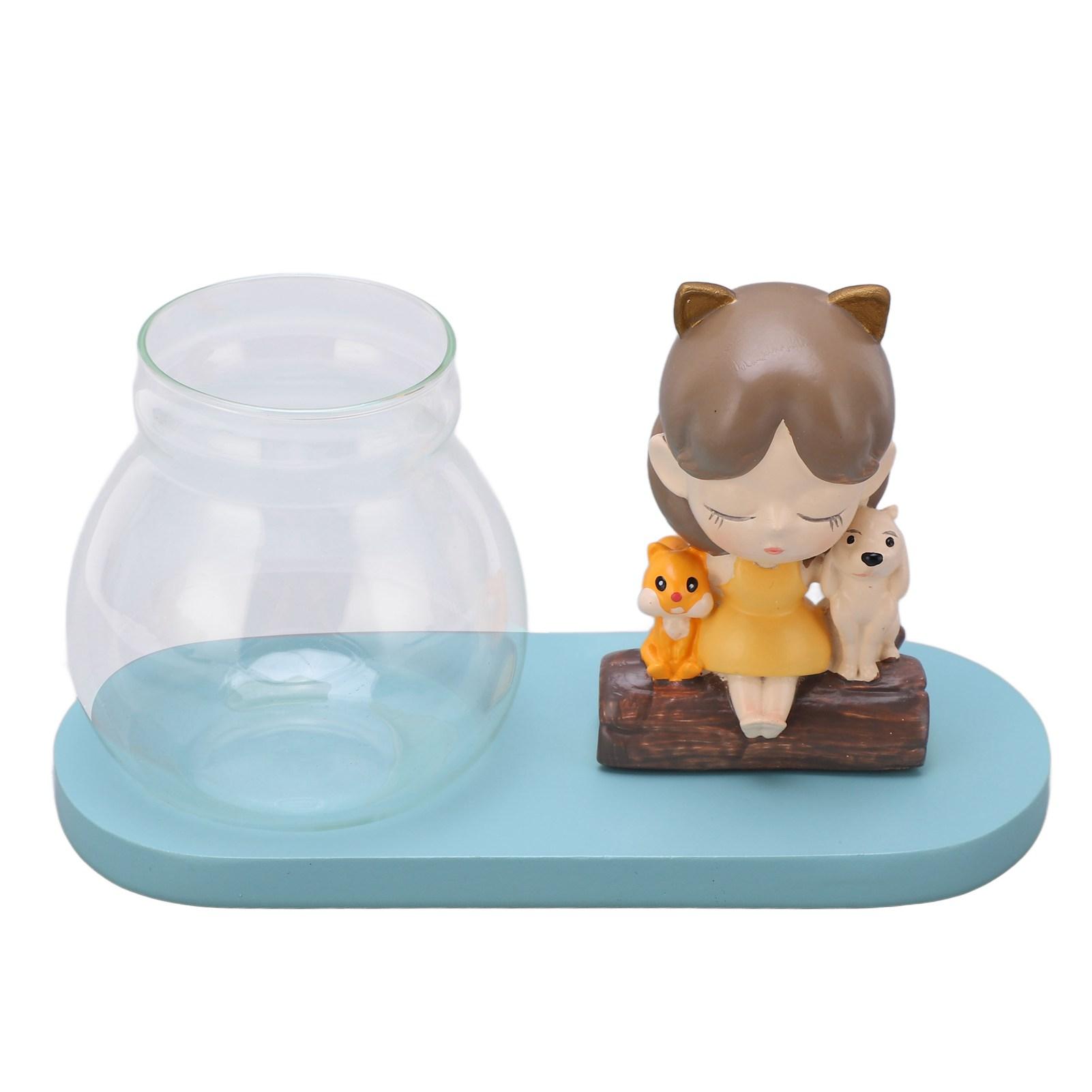 

Plant Vase Girl Sitting On Stake Design Simple Style Hydroponic Vase for Desktop Window Shelf Decoration