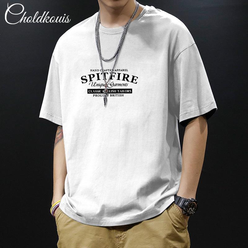 Simple T-shirt Men's print Summer Trendy Printed Cotton Short Sleeved Loose Trendy Breathable T-shirts