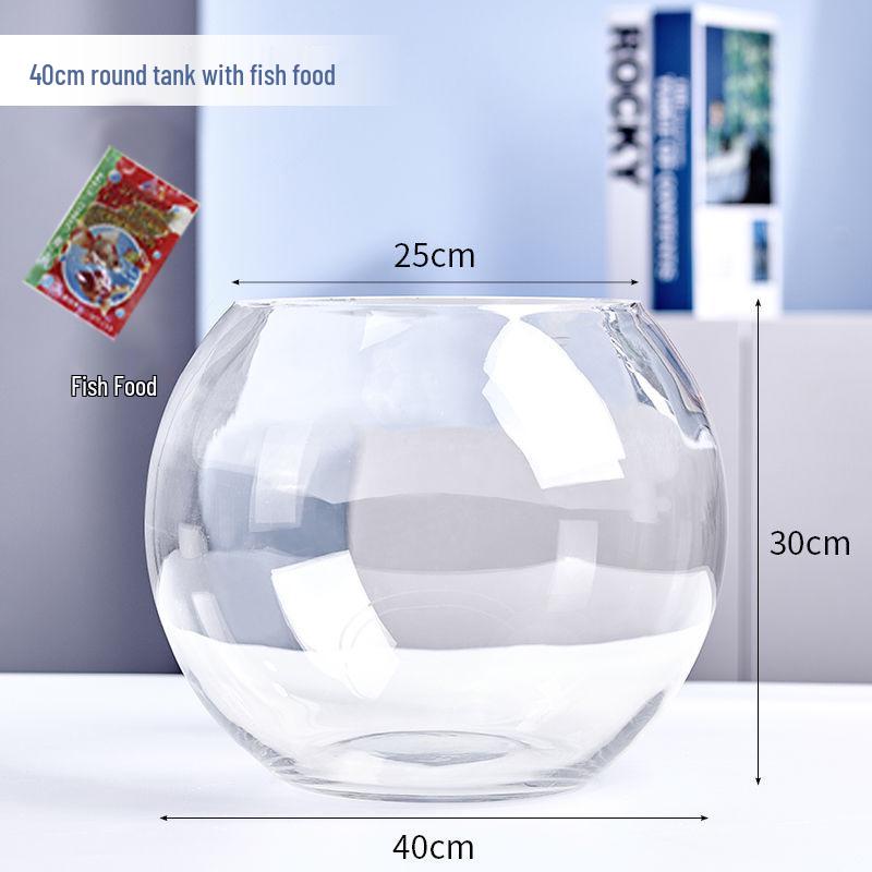 Round Transparent Glass Fish Tank for Desktops - Small, Thickened Design for Turtles and Goldfish, Ideal for Living Room Landscaping