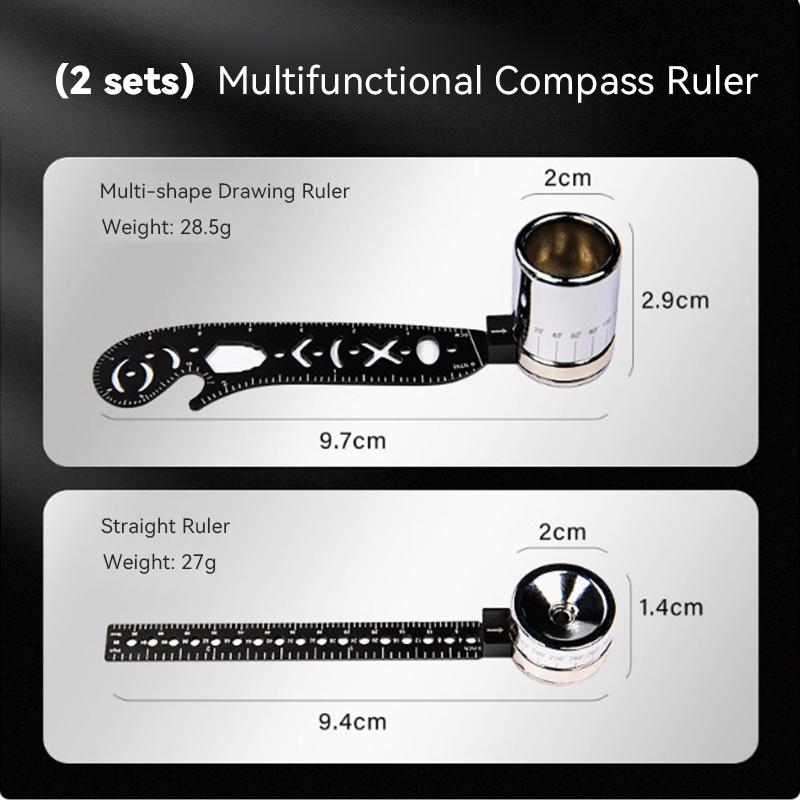 Multi Functional Compass Drawing Ruler for Circle Pattern Line Metal Geometry Homework Creative Auxiliary Circle Drawing Board
