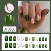 24pcs Nail Tips White Edge Press On Nails Fake Nials False Nails Green Ripple French Long Square