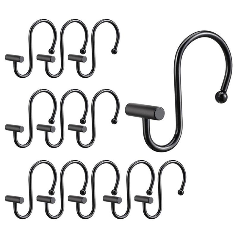 A44Z-Shower Curtain Hooks, Rust Proof Shower Curtain Rings For Bathroom,Metal Decorative Shower Curtain Hooks Hangers