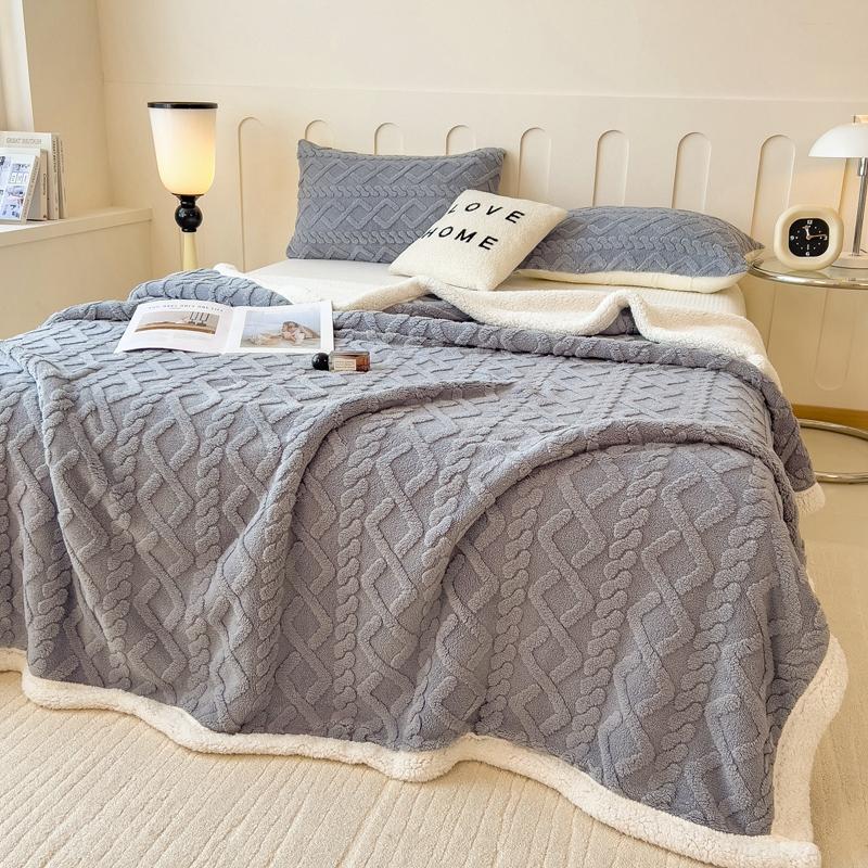 Super Soft Throw Blanket Premium Flannel Fleece 3D Jacquard Lightweight Bed Blanket Fluffy Cozy Blanket for Couch, Sofa, Chair