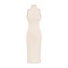 American Spicy Girl High Neck Sleeveless Bodycon Midi Dress