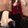 2024 wiosna nowy francuski 2-częściowy zestaw spódnic damski elegancki słodki aksamit wąska bluzka + Y2k Casual Mini spódniczka Fashion Party spódnica garnitur