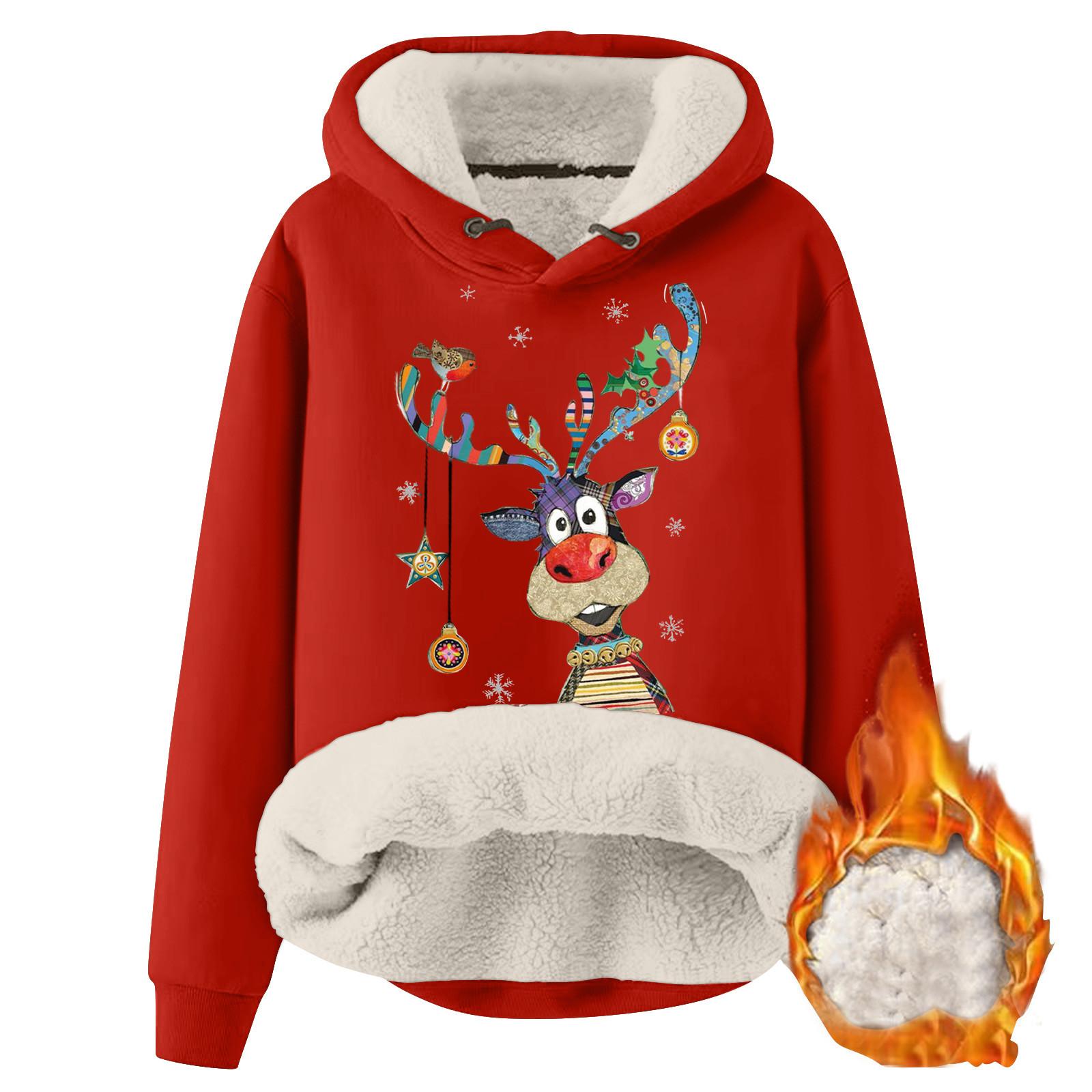 

Женский модный плюшевый и утолщенный теплый свободный пуловер с капюшоном с капюшоном XL красный