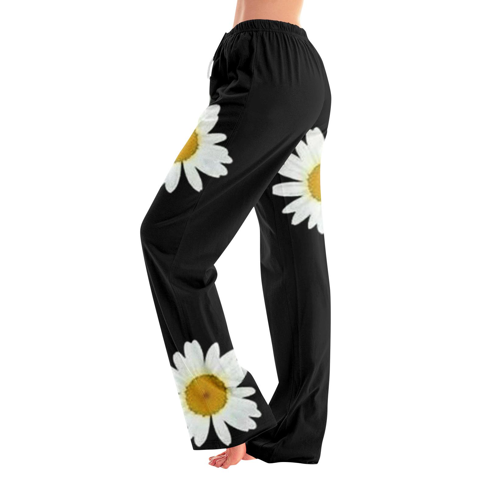 

Женские пижамные штаны, одежда для сна, повседневные брюки с эластичной резинкой на талии, удобные прямые свободные брюки для йоги M