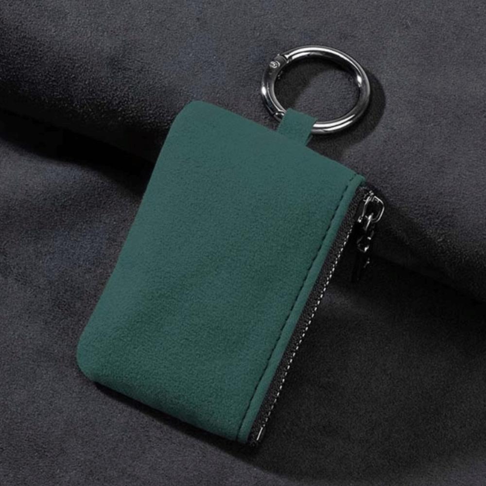 Large-Capacity Zipper Key Pouch Bag Key Cover Suede Leather Key Case for Automotive Keys