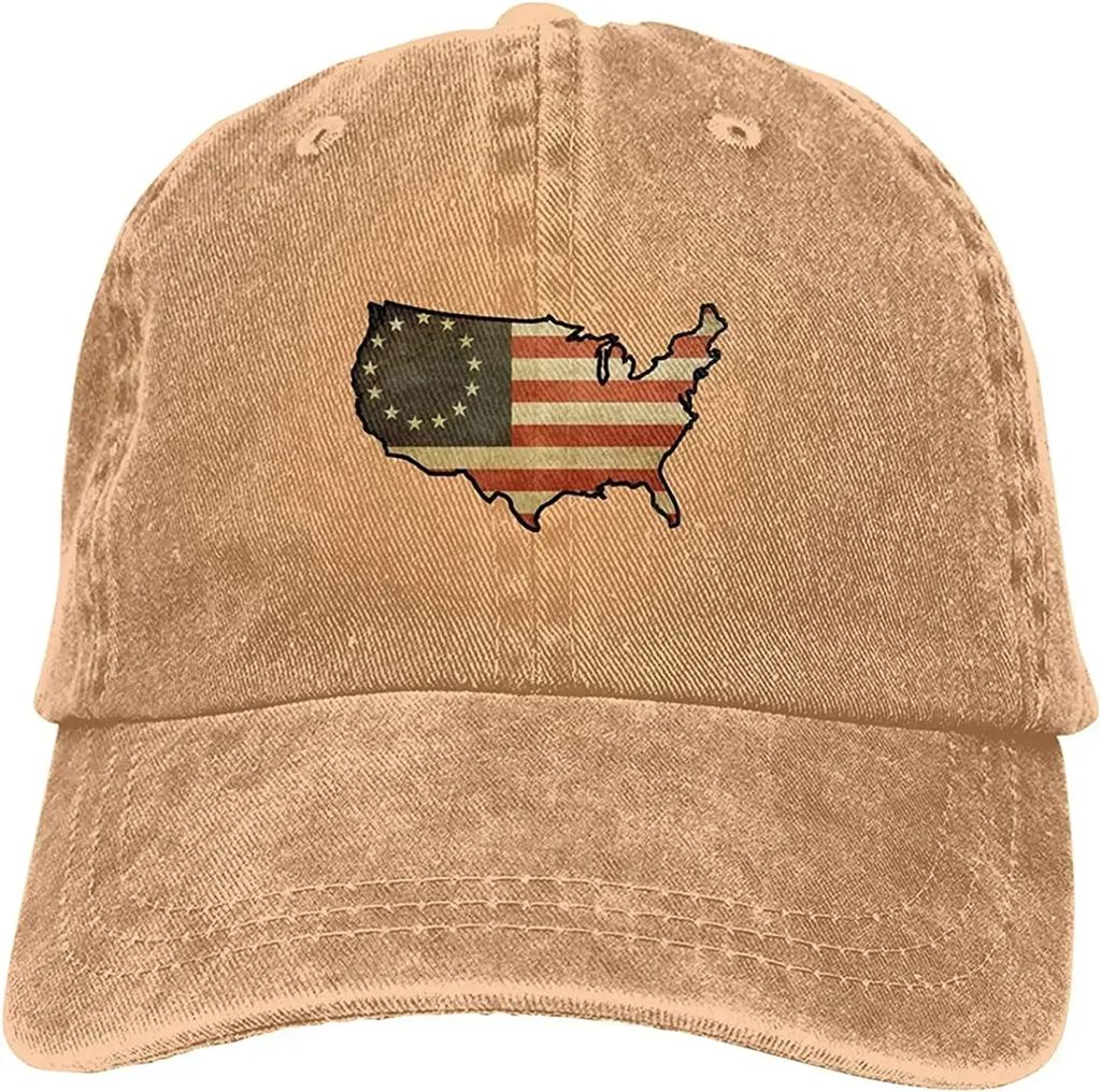 US Map Betsy Ross Flag Unisex Fashion Dad Hat Cotton Adjustable Baseball Cap