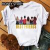 Summer Fashion Best Friends T-Shirt Short Sleeve Graphic Tees for Ladies Good Friend Bestie Sister Outfit Polyester Fabric