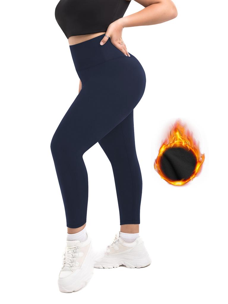 Fleece-Lined Plus Size Winter Fleece-Lined Yoga Pants High-Waisted Tummy-Control 1XL-5XL Winter Yoga Pants