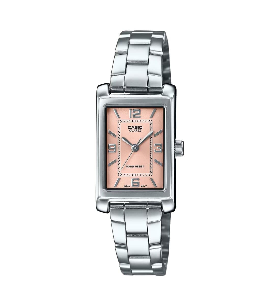 

Casio Enticer Analog Peach Dial Watch Minimalist Women s LTP-1234DD-4ADF Women s (A2355), Silver,