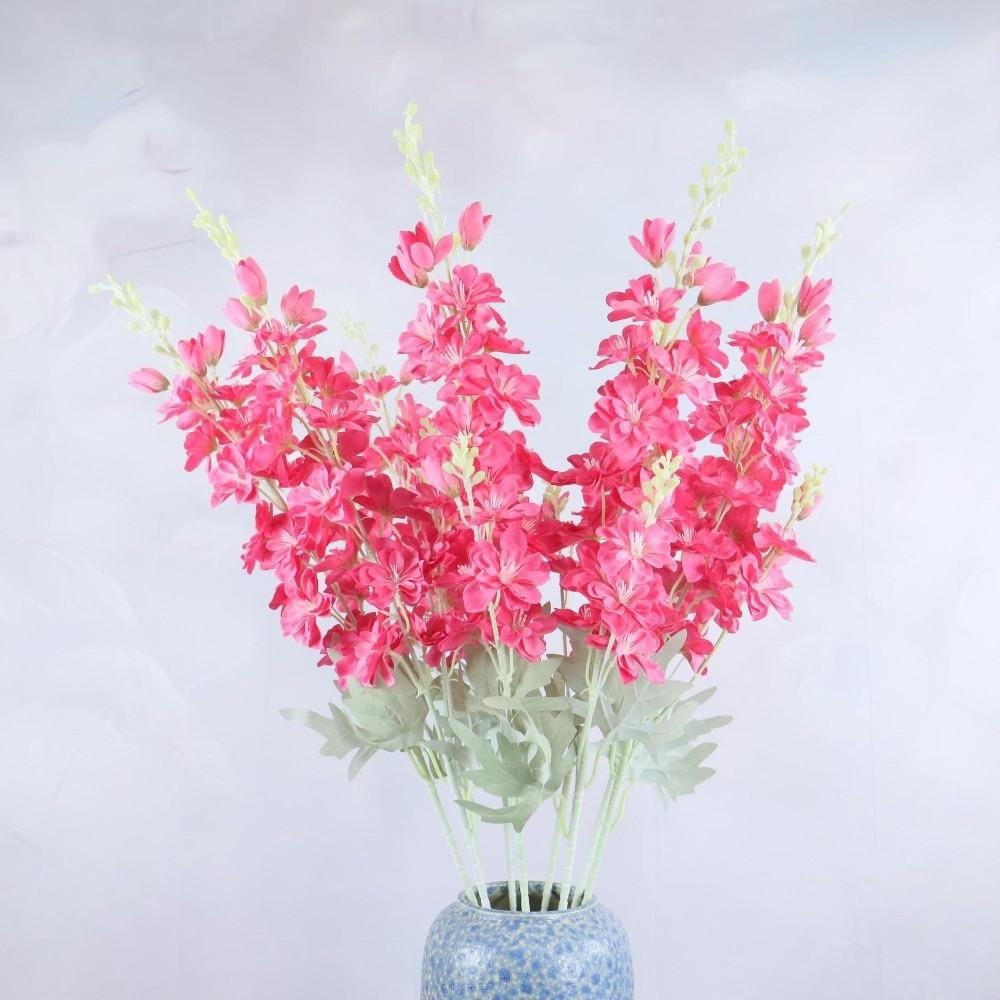 Large Size Artificial Flocked Delphinium Silk Fake Flowers Arrangement Wedding Decor