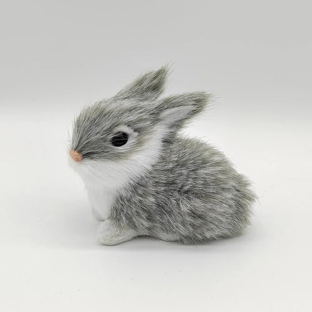 1pcs Mini Simulated Rabbit Animal Model Rabbit Household Decorations Rabbit Fur Crafts Gifts Living Room Decoration