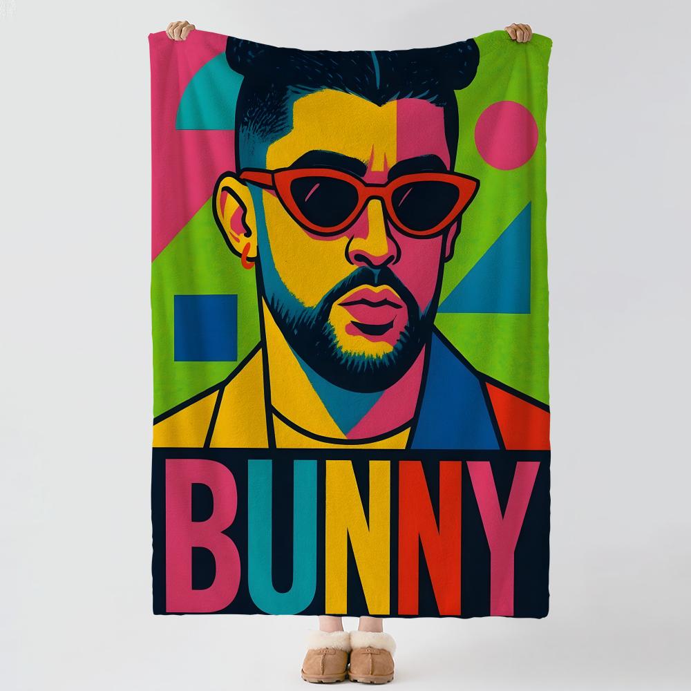 Music B-Bad Bunny-y Throw Thick Comfort Flannel Quilt, Multi-scene Use Indoor Outdoor Daily Nap