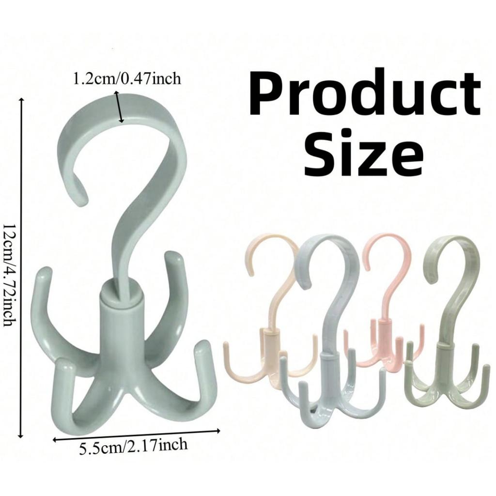 8pcs Creative Multifunctional Rotatable Four Claw Hooks Coat Hanging Bags Scarf Wardrobe Storage Hangers Doorway Hangers Bags