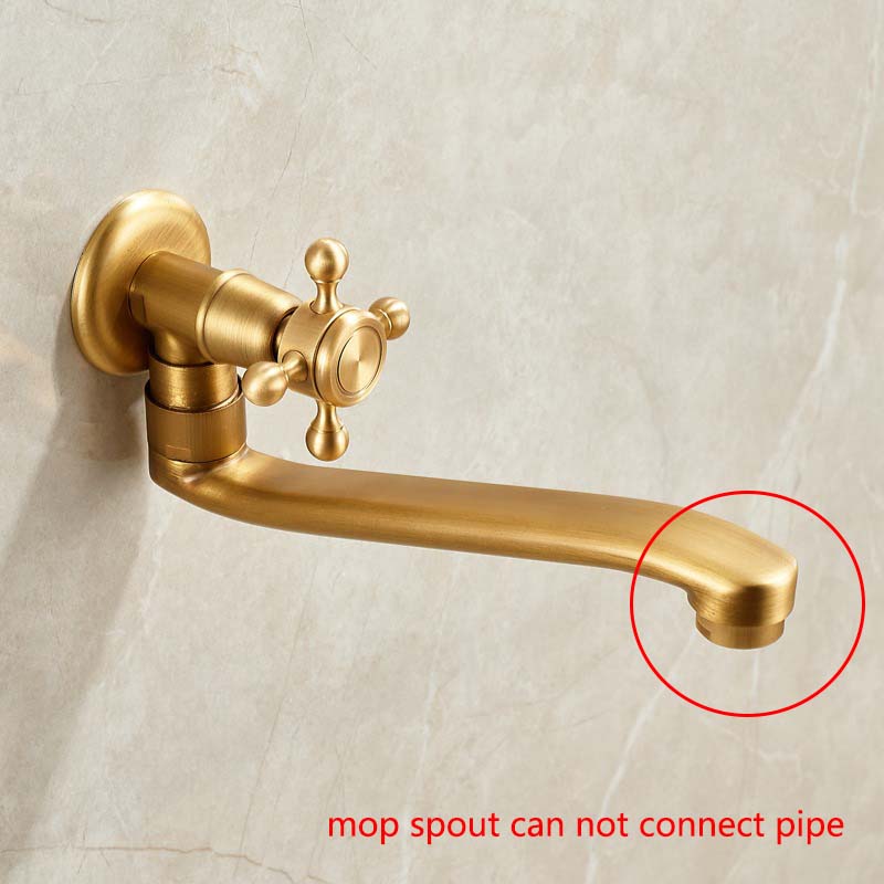 Single Cold  Longer Faucet Spout 360 Swivel Faucet Outdoor Mop Faucet Antique Brushed Solid Brass Washing Machine Tap Kmmoun