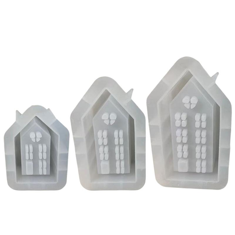 3D Casa Castiçal Silicone Molde DIYs Cimento Gesso Argila Castiçal Resina Ornamentos Moldes Decorações Para Casa