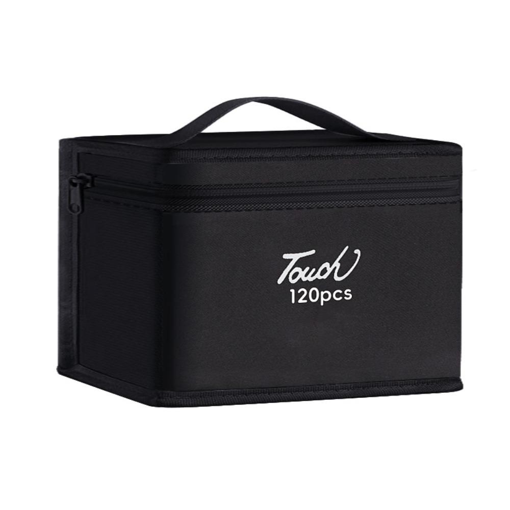 Black Color Marker Pens Storage Bag Massive Storage Zippered Closure Art Markers Organizer Handbag Style Functional Storage