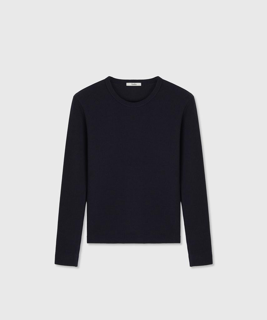 Tire Cotton Blend Gauze Waffle Long Sleeve Navy