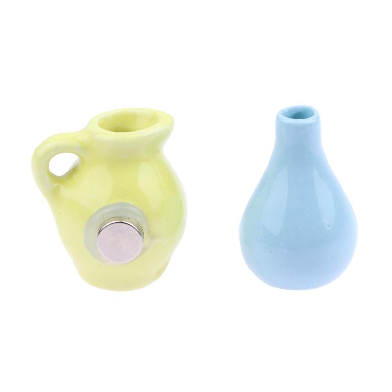 1 Stück Kreative 3D Stereo Heimdekoration Magnet Ins Style Puppenhaus Miniatur Keramik Kleine Vase Modell Kühlschrankaufkleber