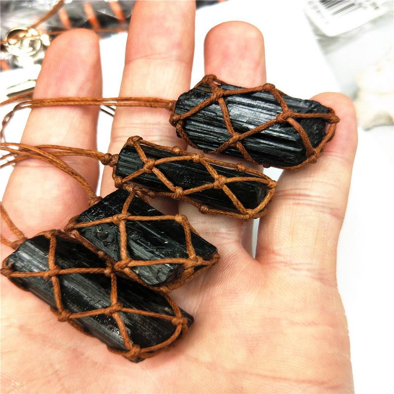 Jet Stone Buy Black Tourmaline Gemstone Pendant Crystal Hand-Woven Jet Stone Ore ...
