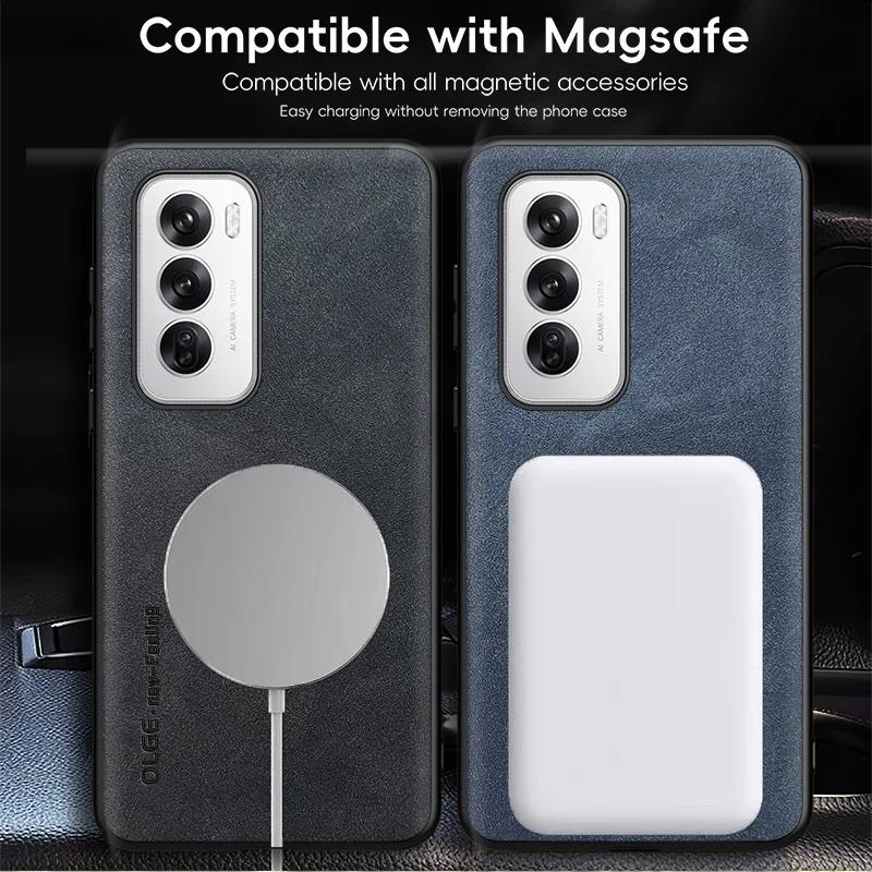 For OPPO Reno 12 12 Pro Fine Hole Sheepskin Magnetic TPU Soft Edge Anti-Drop Anti Fingerprint Phone Case