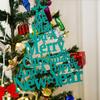 Hölzerner Grüner Froher Weihnachtsbaum Wandbehang Prunkstück Wir wünschen Ihnen ein frohes Weihnachtsfest und ein glückliches neues Jahr | Weihnachtsdekorationsartikel