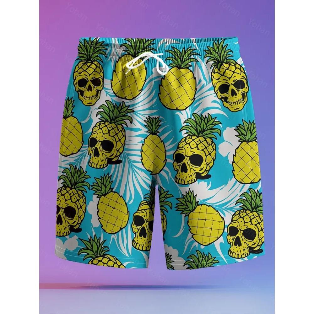 Men's Essential Casual Shorts Outdoor Wear Creative Fun Colorful Skull 3D Printed Shorts Loose Casual Plus Breathable Cool Summer Versatile Shorts